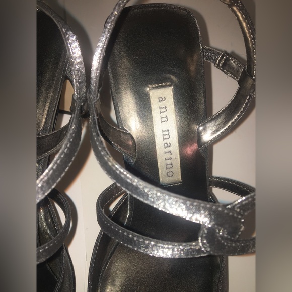 ANN MARINO Women's Shimmery Silver Strappy Slingback Evening Heels Size: 6.5M - Picture 7 of 8